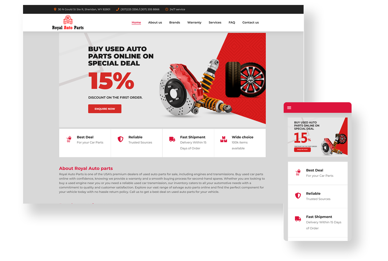 Royal Auto Parts - Website Development by TechShu 